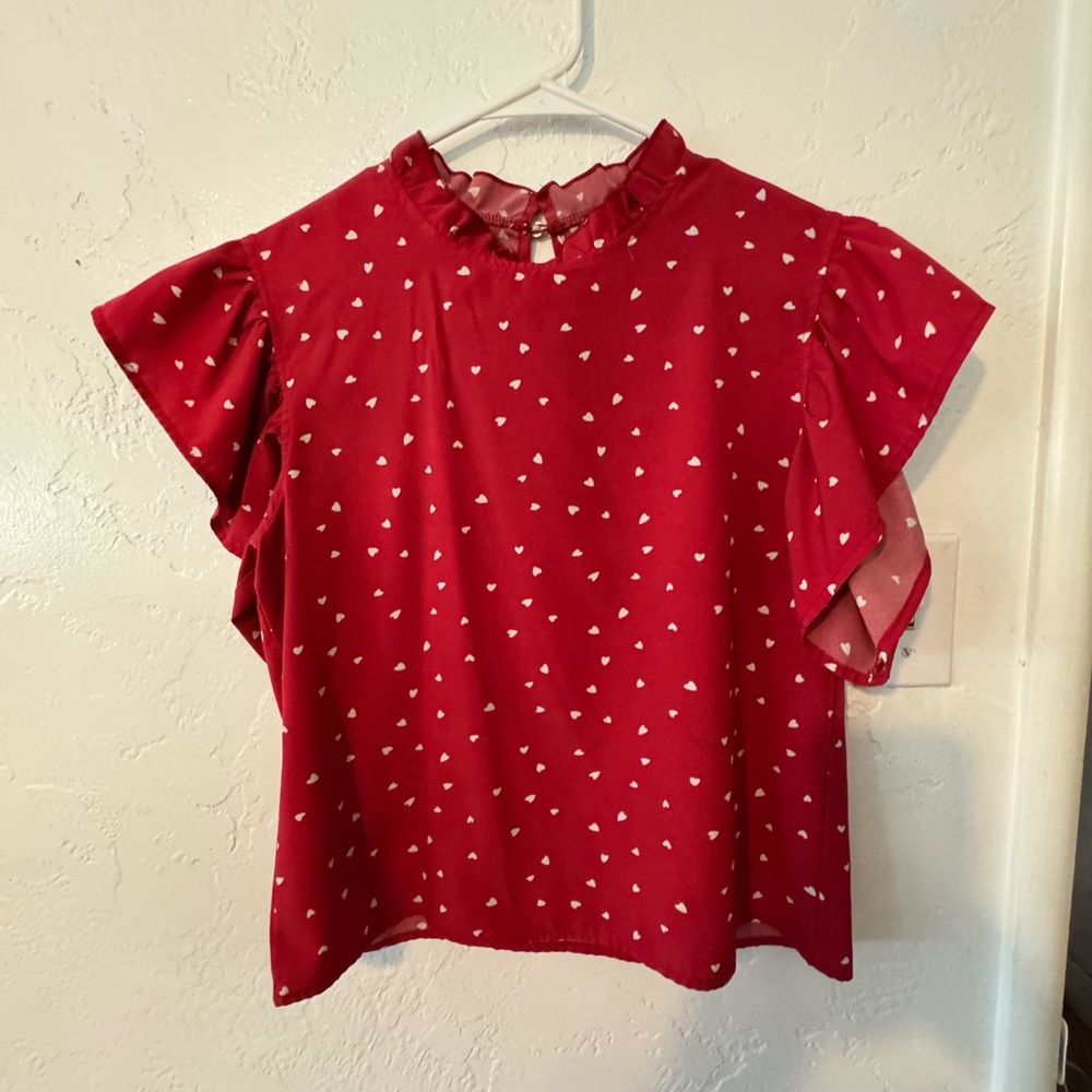 Red short sleeve blouse
